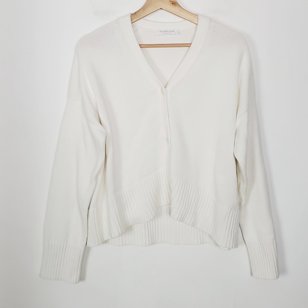 Everlane Cotton Square Boxy White Cardigan Small